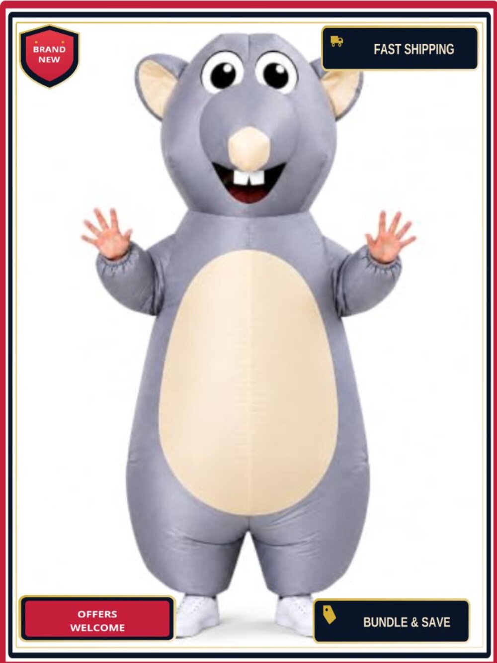 Inflatable Mouse Costume Adult Funny Blow Up Suit Halloween Party